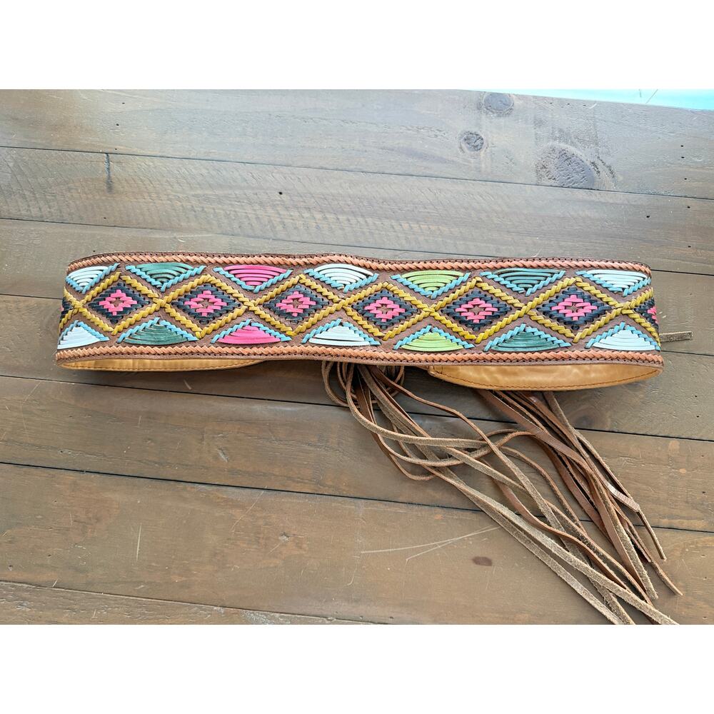 Express Bohemian Leather Wrap Belt Large - Picture 2 of 4